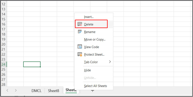 Xóa một worksheet trong Excel