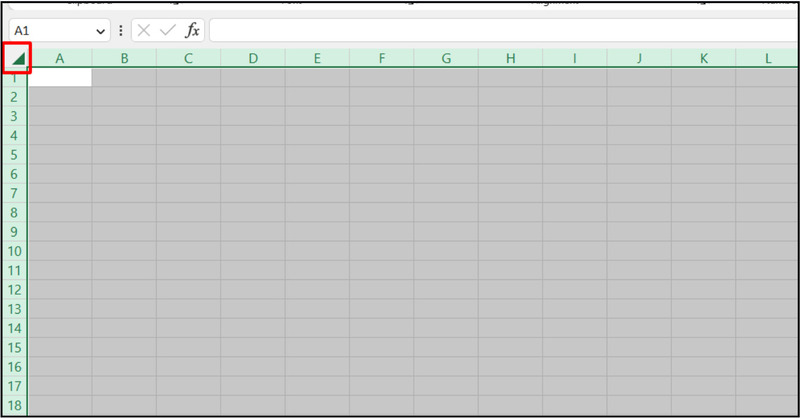 Chọn toàn bộ dữ liệu trong bảng tính