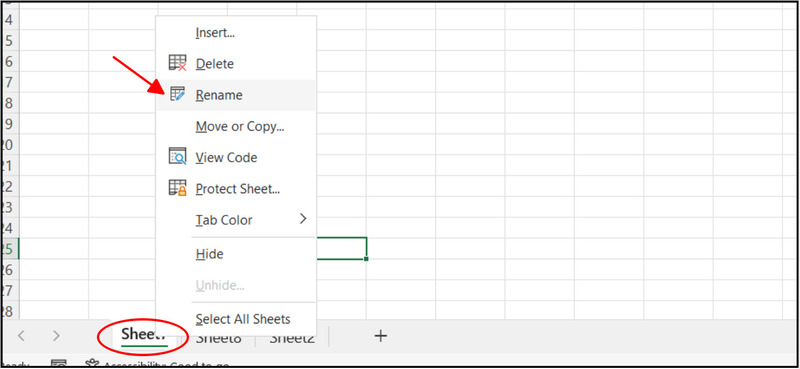 Đổi tên worksheet
