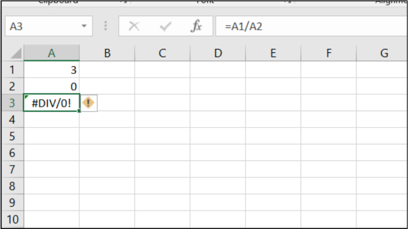 Lỗi #DIV/0! khi chia số cho 0 trong Excel