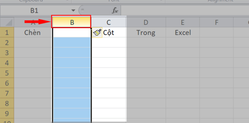 Cột mới được chèn vào bên trái