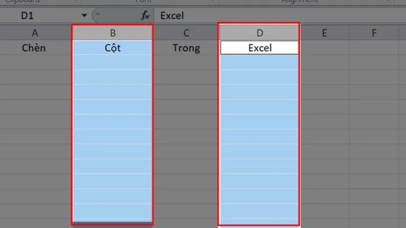 Bôi đen 2 cột trong bảng Excel