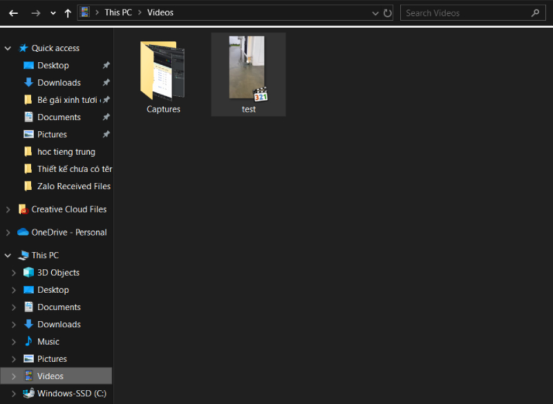 Mở thư mục Videos