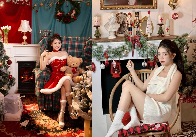 Tạo dáng chụp ảnh Noel phong cách sexy