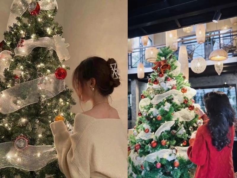 Tạo dáng chụp ảnh Noel từ phía sau