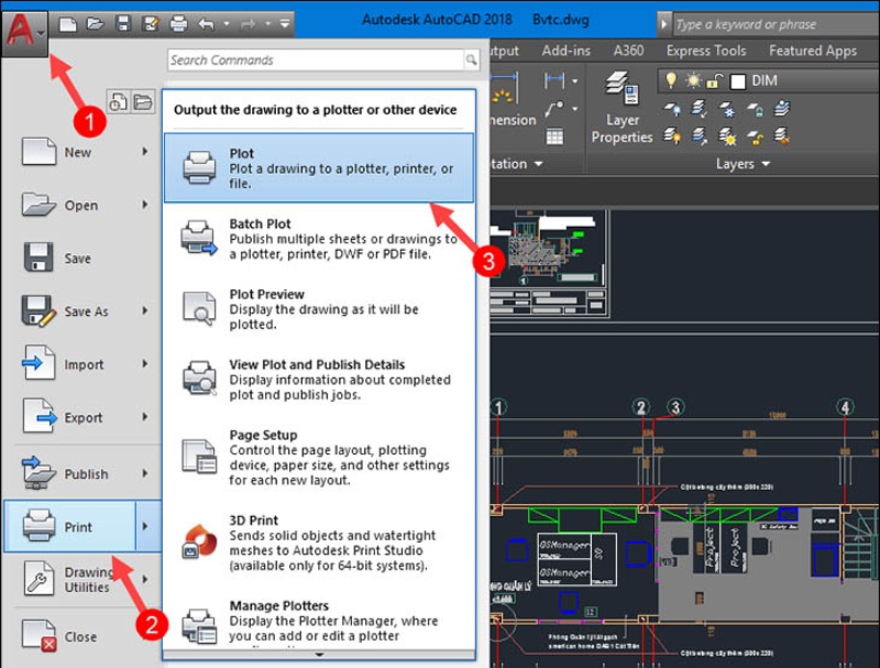 Sử dụng chức năng xuất của AutoCAD để tạo tệp PDF
