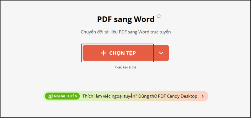 Chọn tệp PDF cần chuyển đổi trên PDF Candy