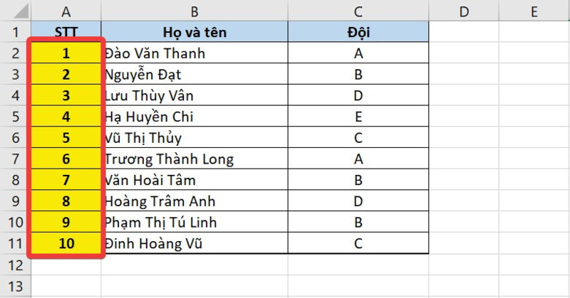 Tự điền dãy số sau khi thiết lập Series