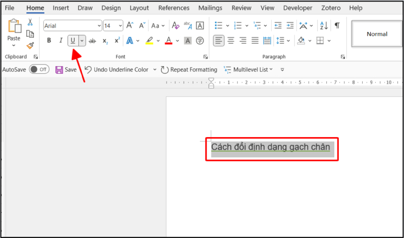 Tắt gạch chân trong Word