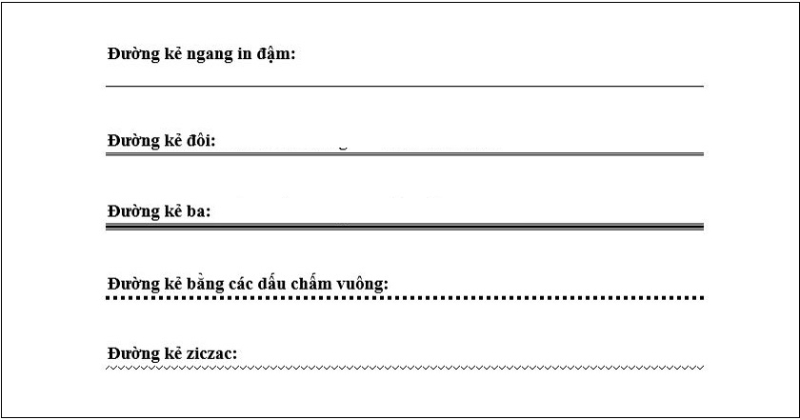 Các loại đường kẻ trong Word