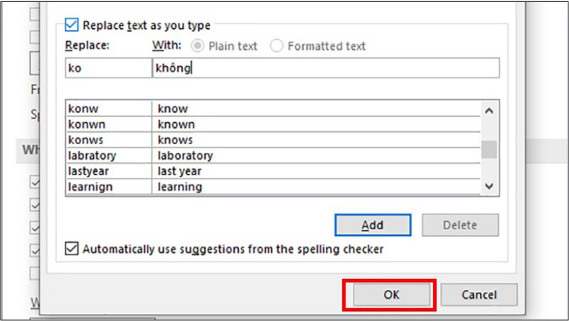 Nhấn OK để lưu lại cài đặt tự động