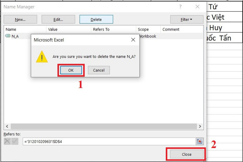 Bấm OK để xác nhận và đóng cửa sổ