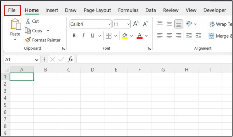 Chọn File trên thanh công cụ