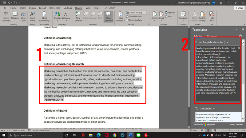 Bôi đen đoạn văn cần dịch