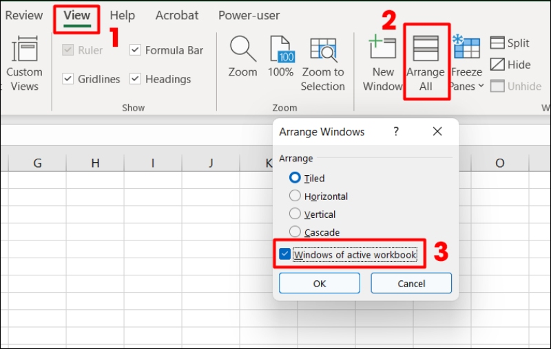 Cửa sổ Arrange Windows Excel