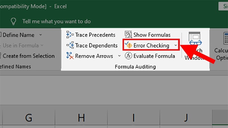 Kiểm tra lỗi công thức bằng tính năng Error Checking trong Excel