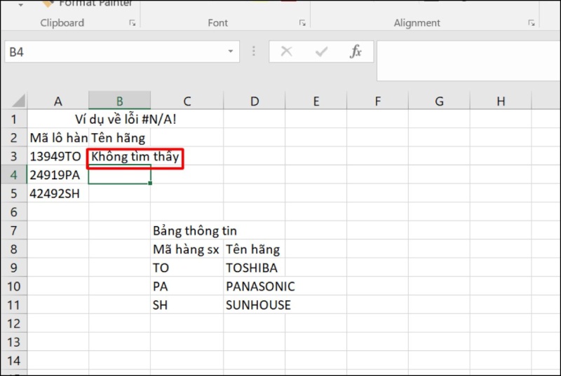Dùng hàm ISNA để sửa lỗi #N/A