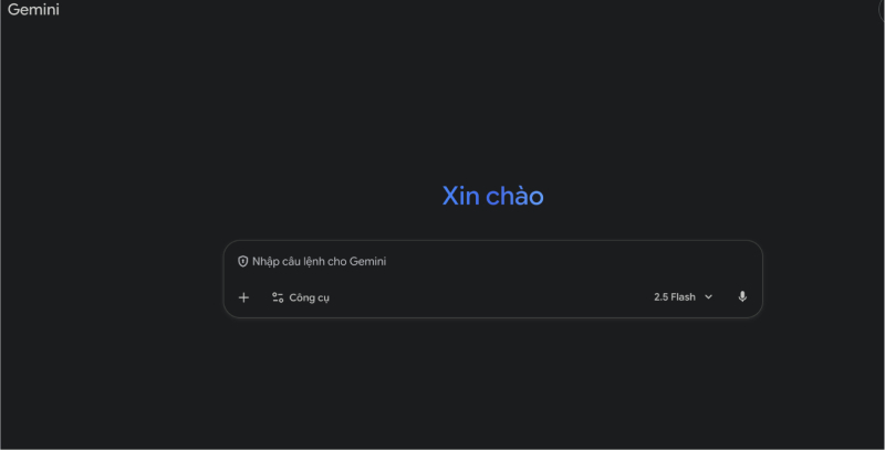 Giao diện chính của Gemini AI