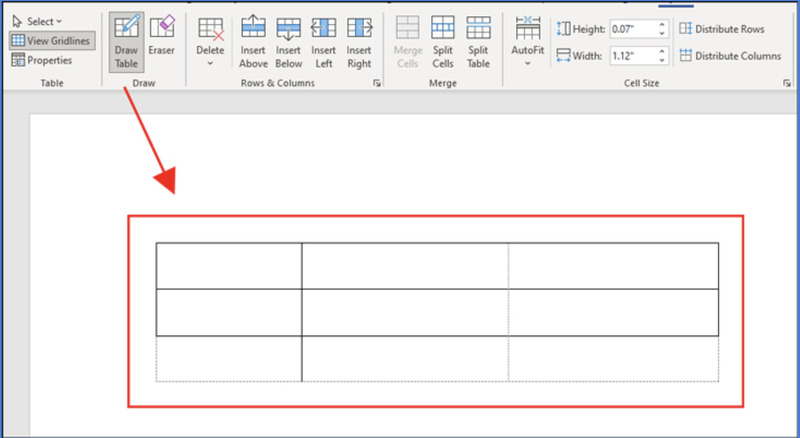 Kẻ bảng bằng công cụ Draw Table