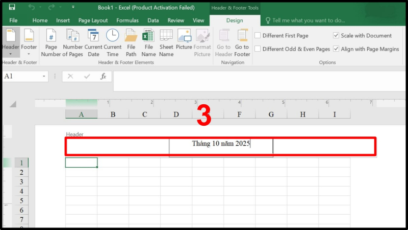 Nhập nội dung cho Header trong Excel