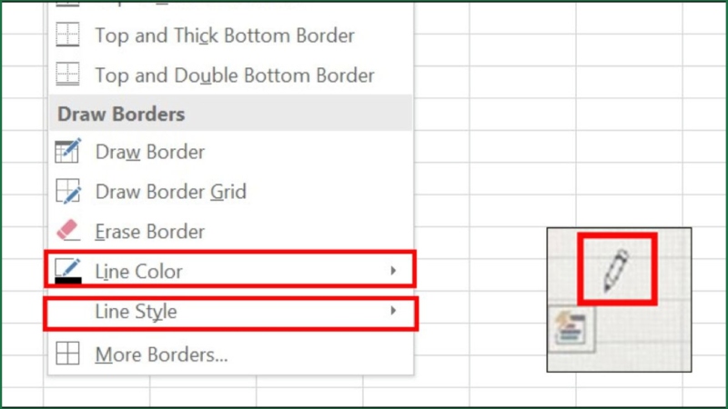 Line Color để đổi màu và Line Style để chọn dạng nét