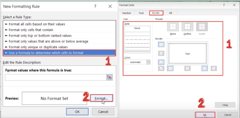 Chọn mục Use a formula to determine which cells to format