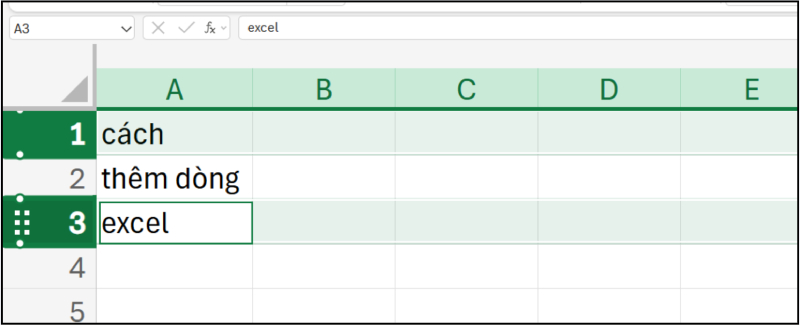 Chọn các dòng tách biệt trong Excel