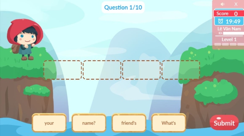 Gioa diện bài thi IOE sắp xếp từ thành câu