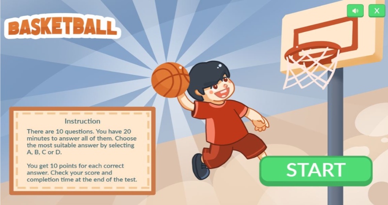 Giao diện bắt đầu bài thi IOE trắc nghiệm