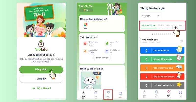 Các thao tác đăng nhập và tra cứu điểm trên VioEdu