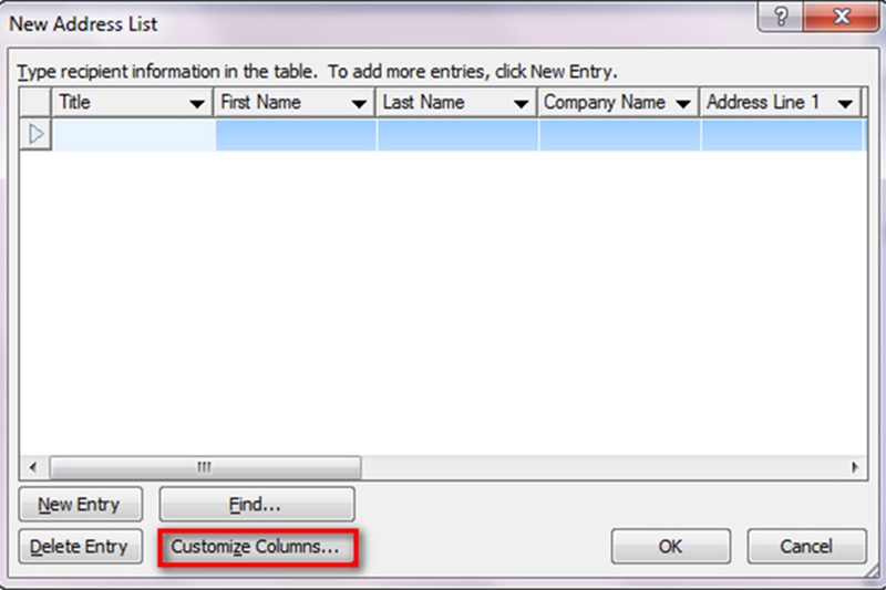 Tùy chỉnh các cột danh sách người nhận trong Mail Merge Word