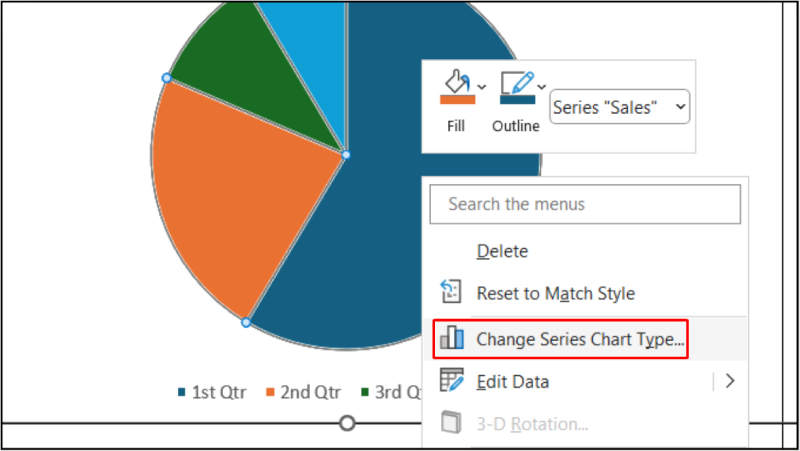 Vào Change Series Chart Type để đổi kiểu biểu đồ
