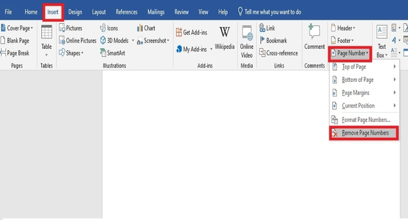 Giao diện thao tác xóa trang bằng công cụ Page Number