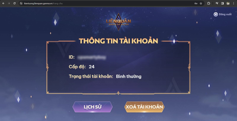 Thao tác xóa tài khoản Liên Quân trên máy tính