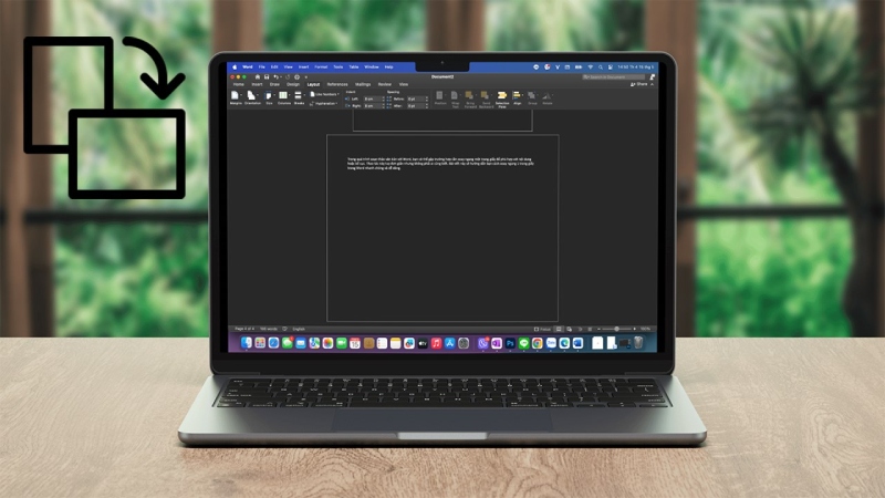 Thao tác xoay ngang trang giấy trong Word