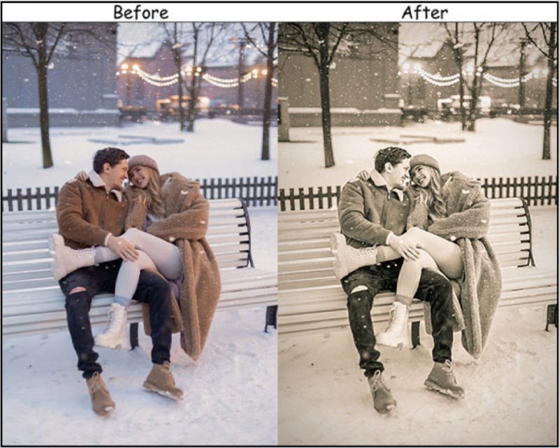 Ảnh trước và sau khi chỉnh màu cổ điển trên Lightroom