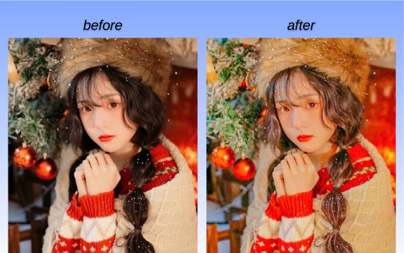 Ảnh trước và sau khi chỉnh màu vàng rực rỡ trên Lightroom