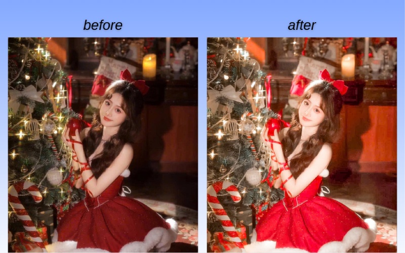 Ảnh trước và sau khi chỉnh màu đỏ cam trên Lightroom