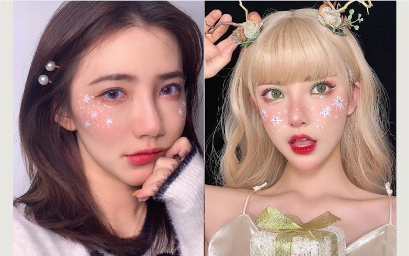 Makeup Giáng Sinh với tàn nhang bông tuyết