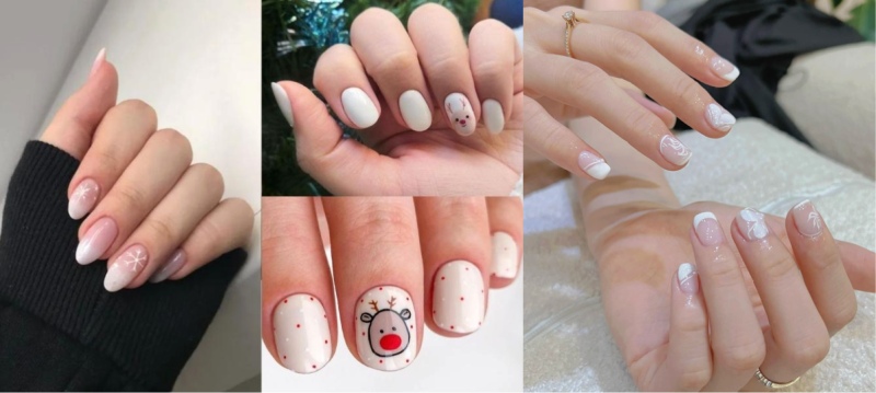 Mẫu nail trắng cho Giáng sinh