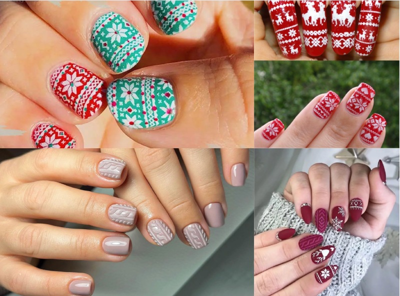 Họa tiết Nail Giáng sinh lấy cảm hứng từ áo len