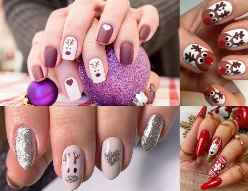 Tổng hợp các mẫu nail với họa tiết chú tuần lộc