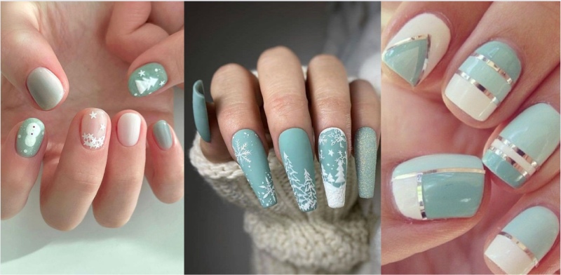 Những mẫu nail với màu chủ đạo là xanh bạc hà