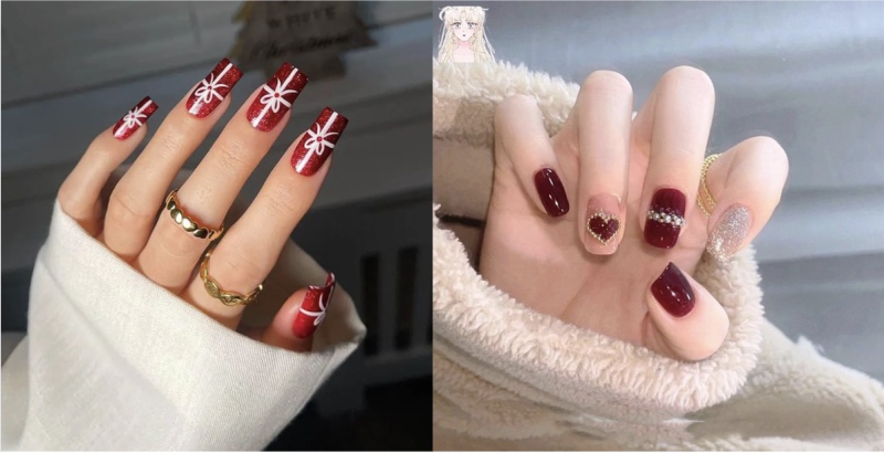 Mẫu nail màu rượu nho quyến rũ
