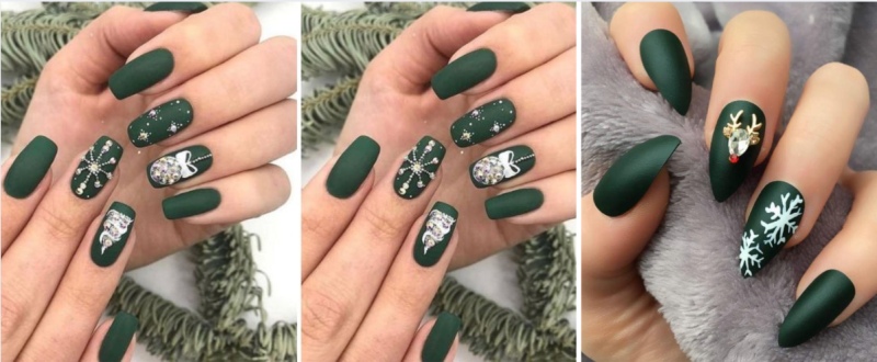 Mẫu nail màu xanh lá cho mùa Noel
