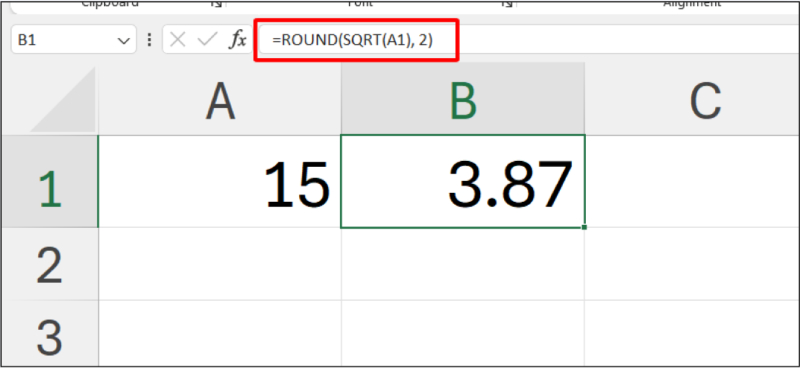 Kết hợp ROUND và SQRT để làm tròn kết quả căn bậc hai