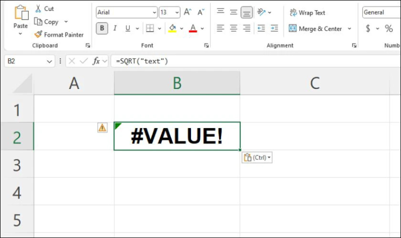 Lỗi #VALUE khi SQRT nhận đầu vào không phải số