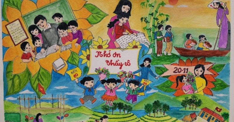 Tranh tô màu 20/11 đơn giản, dễ tô cho bé mầm non