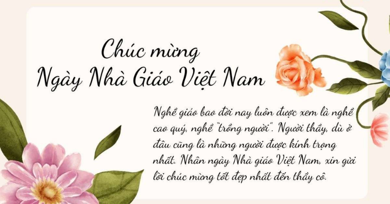 Thiệp chúc 20/11 với lời tri ân nghề giáo