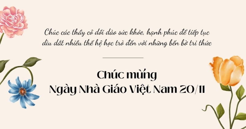 Tấm thiệp 20/11 rực rỡ sắc hoa